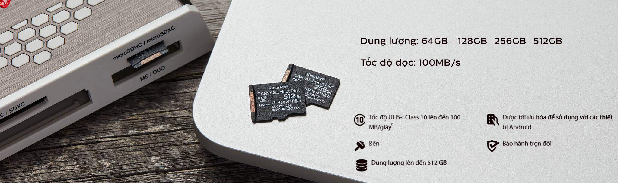 Thẻ Nhớ Kingston 64GB Micro SD 100R Class 10 SDCS2/64GBSP (Không Adapter) 
