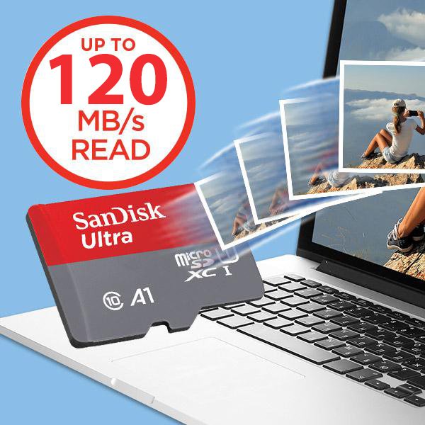 Thẻ nhớ 256GB SanDisk tốc độ cực nhanh lên đến 120MB/s