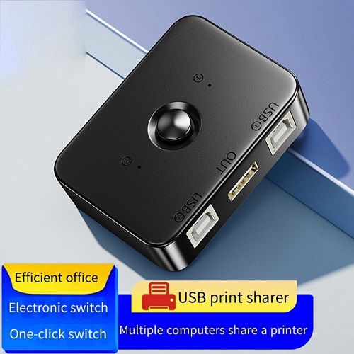 Thiết bị chia sẻ máy in USB 2 cổng USB2.0 Bộ chọn máy in chia sẻ ngoại vi cho máy in Bộ chia USB Máy in chia sẻ