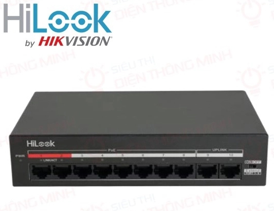 Switc PoE Hilook DS-3E0110MP-60 (8 Port POE 100Mb, 2 Uplink 100Mb, Extend 250m, Tổng công suất 60W)