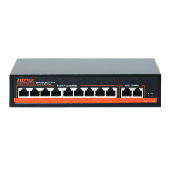 Switch Poe 9 Port Aptek SF1092FP 100mb (9 cổng Poe 100mbps với 2 cổng Uplink 100Mb/s)